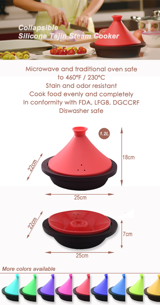 Microwave Safe Heat Resistant Flexible Silicone Collapsible Tagine Steamer