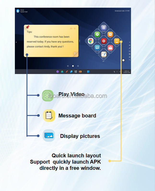 TFT LED Interactive Digital Whiteboard Smart Board 178 degree View Angle 350 cd/m2 for Class