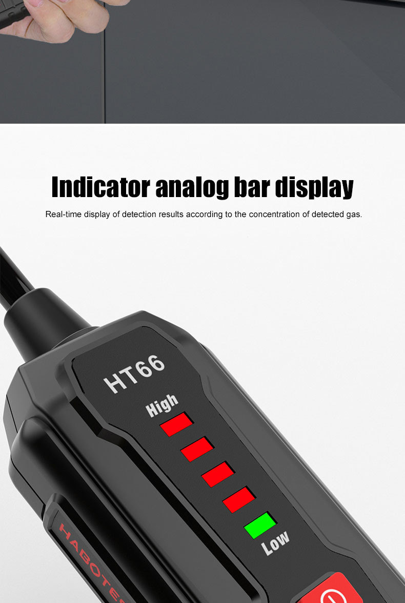 HT66 Gas Leak Detector for Combustible Flammable Natural Methane Gas Visible and Audible Alarm