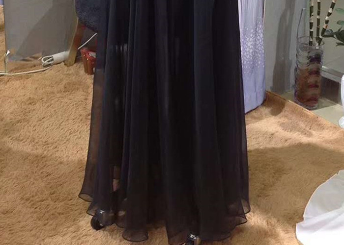Sleeveless Black A Line Ball Gown Top Lace Yellow Beading See Through Back