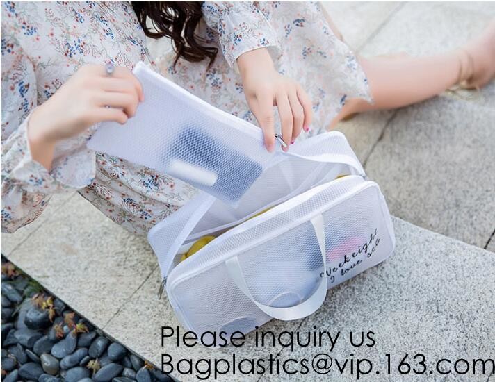 Clear Zipper Pouch with Strap Makeup Bag PVC Cosmetic Pouch,Printing Clear k Cosmetic PVC Pouch, bagease, bagplast