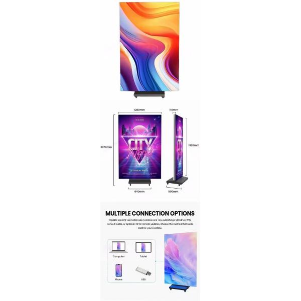 P2.5 Tri-fold LED Poster Display Screen Floor Stand LED Electronic Advertising Three-fold Poster screen