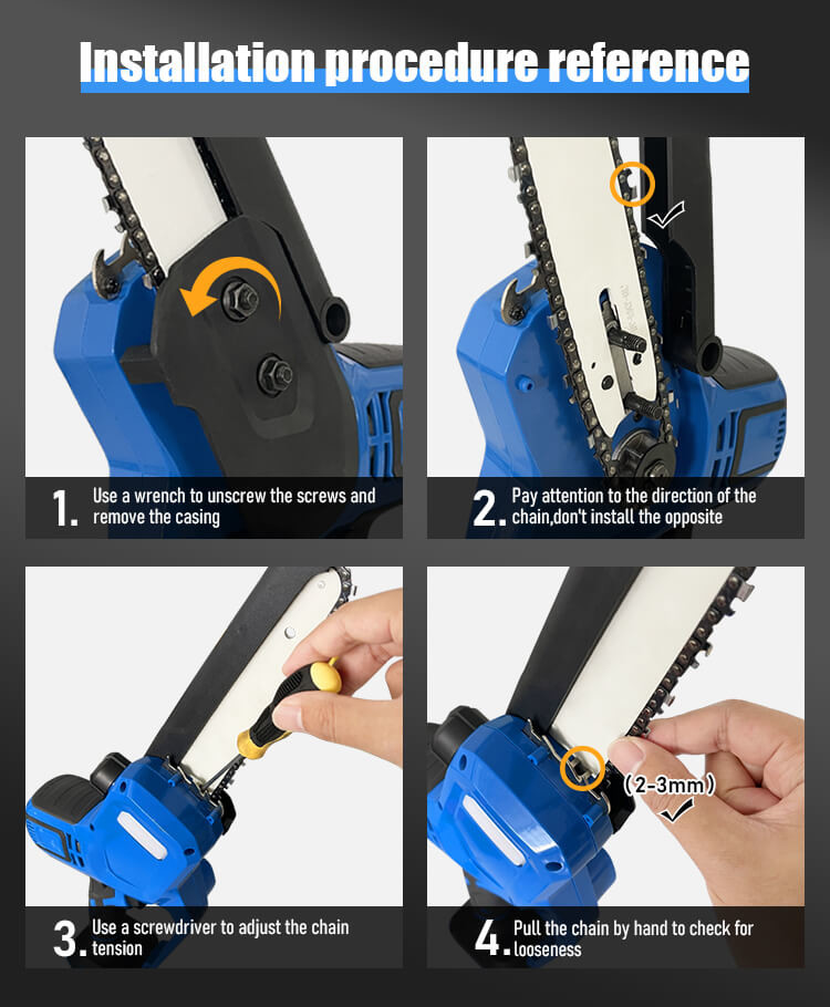 Cordless CE Handheld Mini Chainsaw 4000mah Battery Powered 8 Inch For Tree Cutting