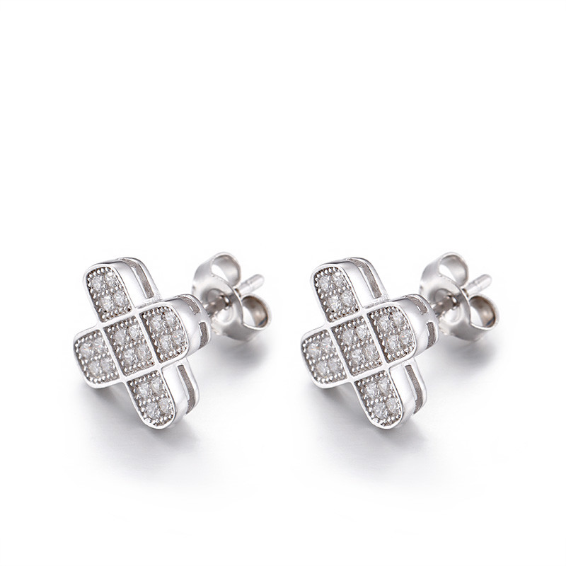 2.3g Sterling Silver Handmade Earrings Girls 12mm Cubic Zirconia Stud Earrings