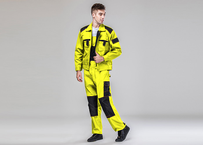 Durable Polycotton Blended Protective Safety Clothing Contrast Jacket Trousers Suit