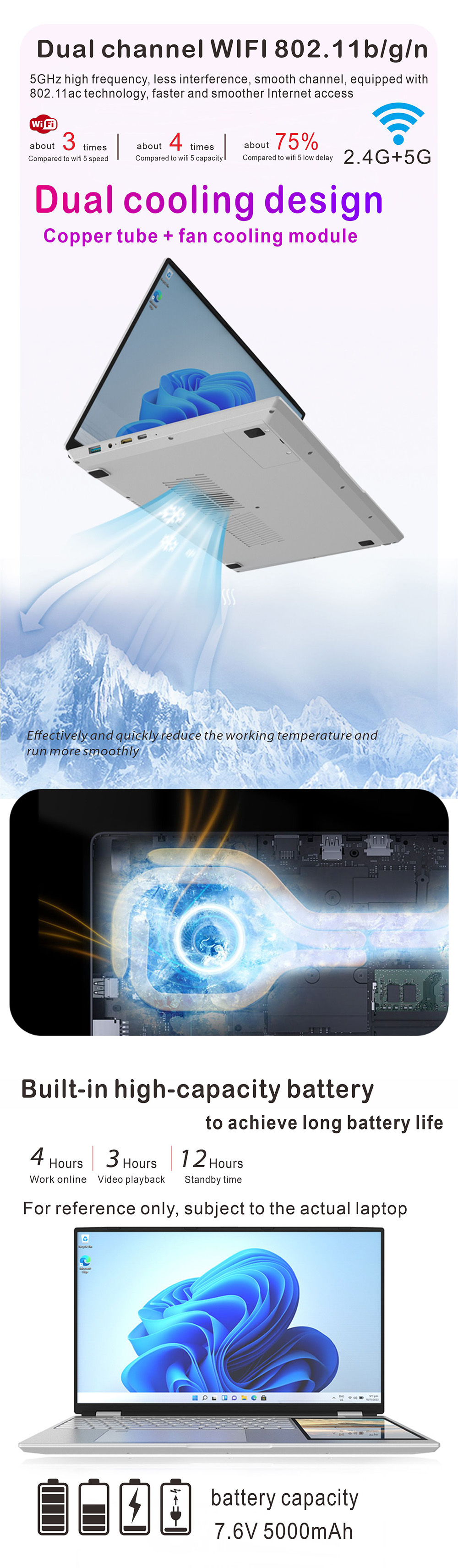 Fingerprint Student Laptop Computers With 15.6" IPS 7" Touch Screen Dual Screen OEM