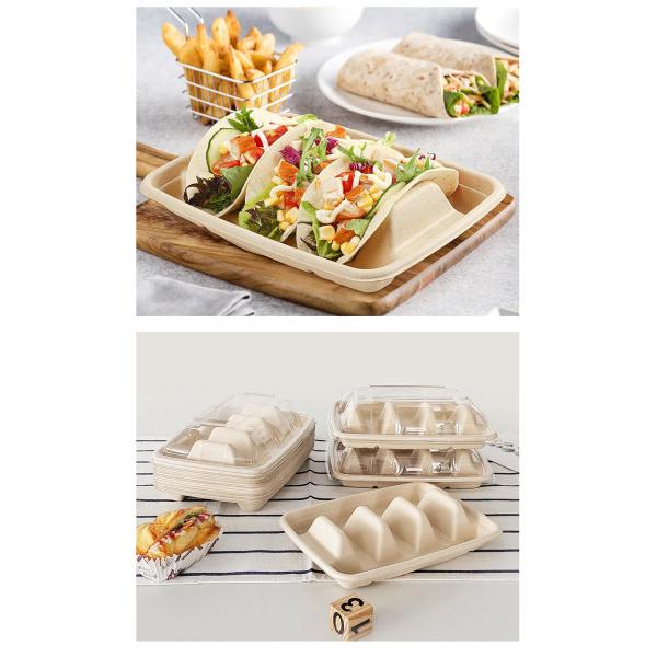 Thick Strong Paper Pulp TACO Box For Catering Food Packaging High Quality