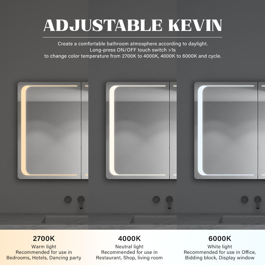 Customized Led Medicine Cabinet With Defogger Convenient Illuminated Medicine Cabinet