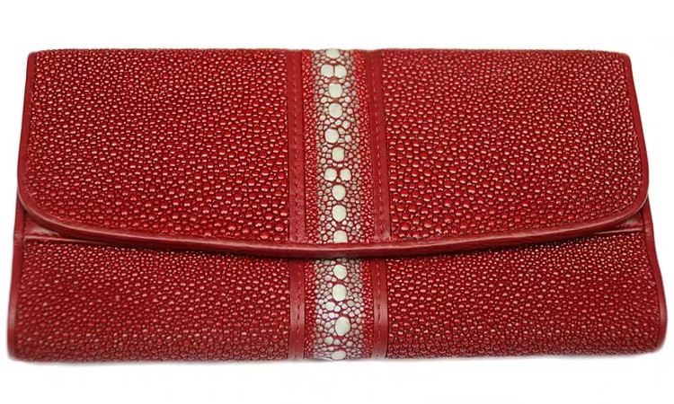 Unisex Style Authentic Stingray Skin Women Long Wallet Lady Card Holders Genuine Leather Female Large Clutch Purse