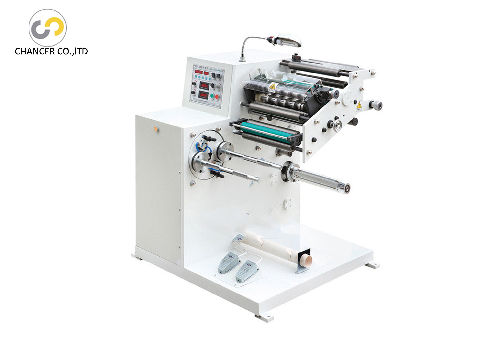 High speed self adhesive label rotary slitting and rewinding machine