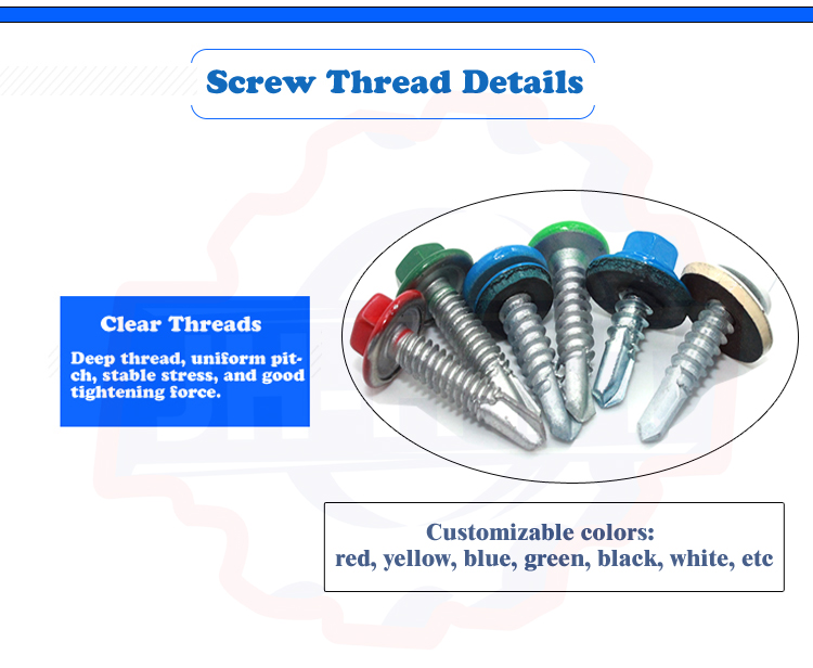 Metric Hex Washer Head Self-Drilling Metal Screw M2 M2.6 M3 M3.5 M4 M5 with Black Finish