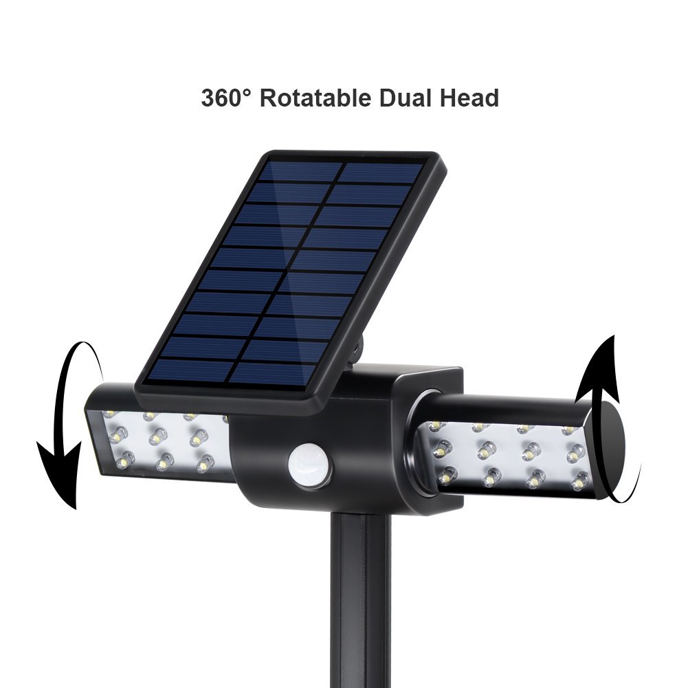 Solar Lights with Dual Head Waterproof Outdoor Landscape Lighting Garden Light