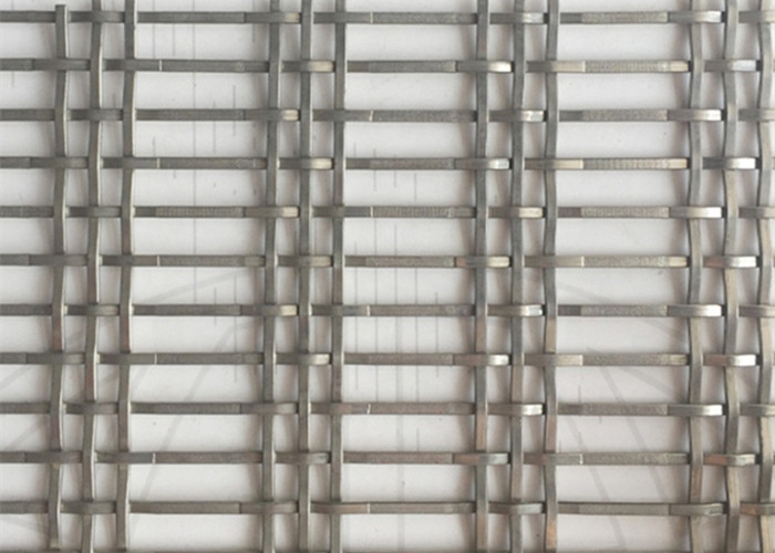 Custom Facade Flexible Weave Metal Screen With Stainless Steel Flat / Round Wire