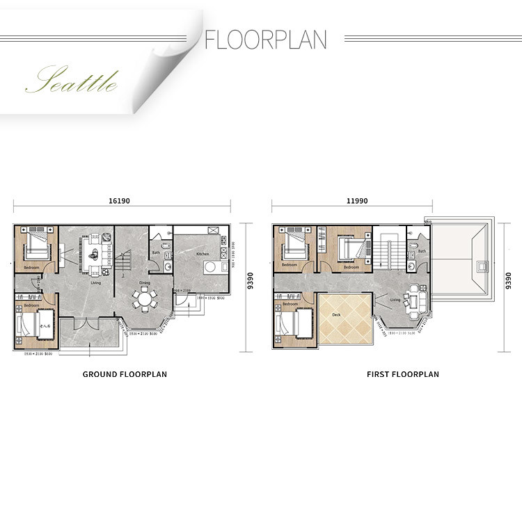 2 Storey Prefabricated Villa House With Light Steel Framing