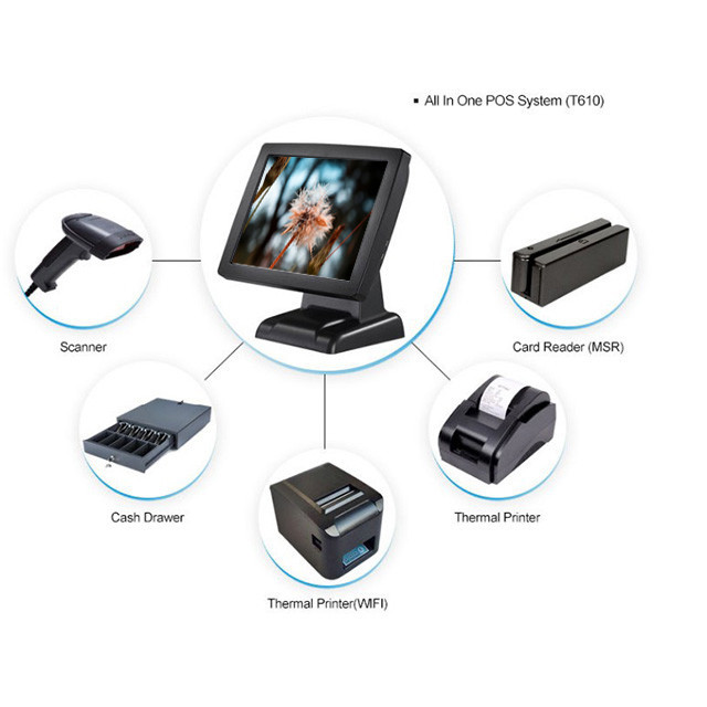 Monoblock Computer Terminal All In One Pos PC CJ-T610 With Mini Receipt Printer