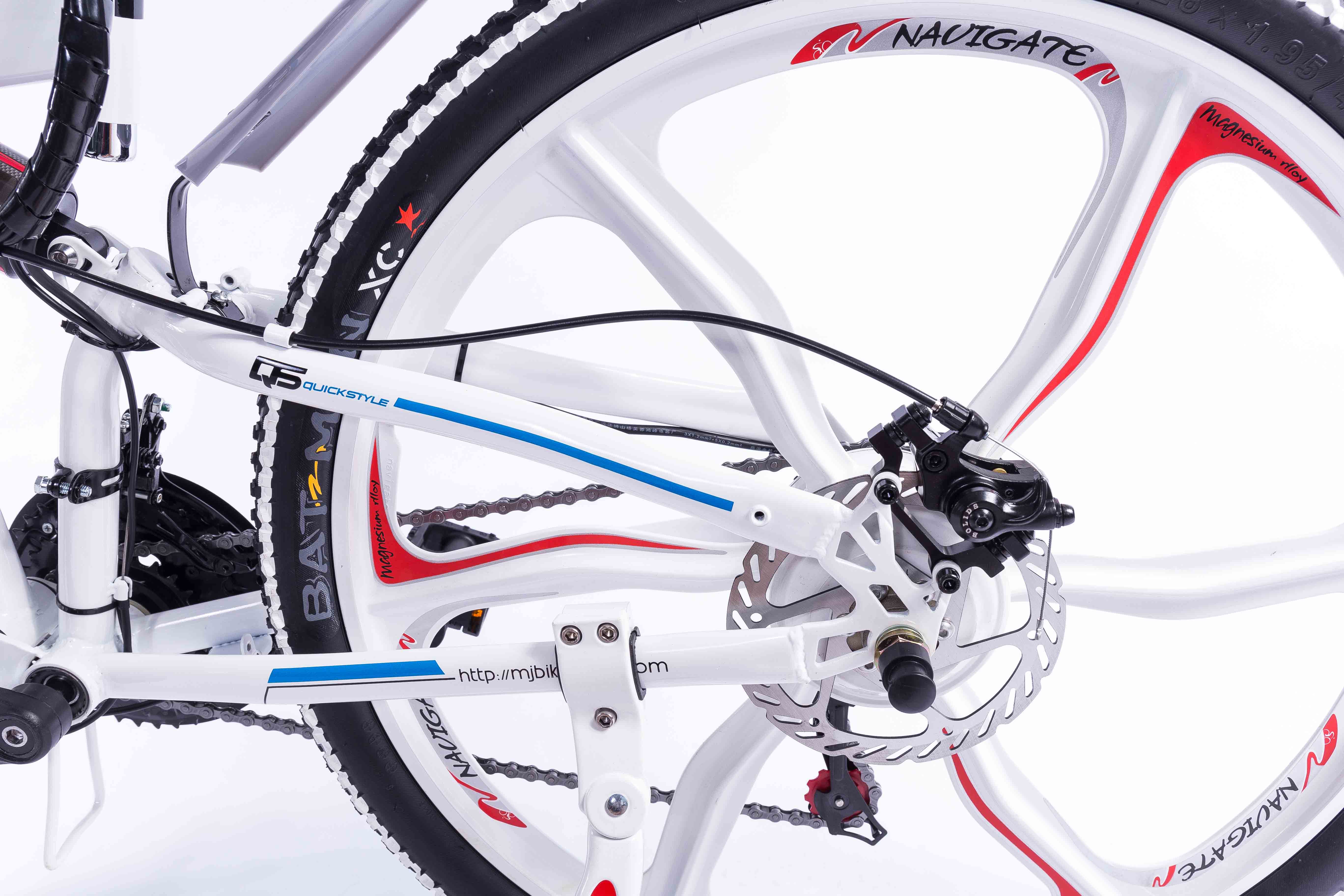 Blue 26 Inch Folding Electric Mountain Bike Hidden Battery 48V 350W