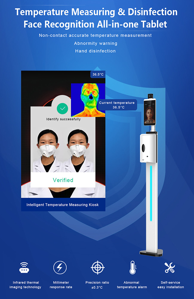 Digital Face Recognition Thermometer Temperature Measuring Kiosk