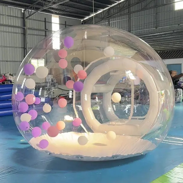Outdoor Transparent bubble house with balloons Wedding Party bouncy bubble house