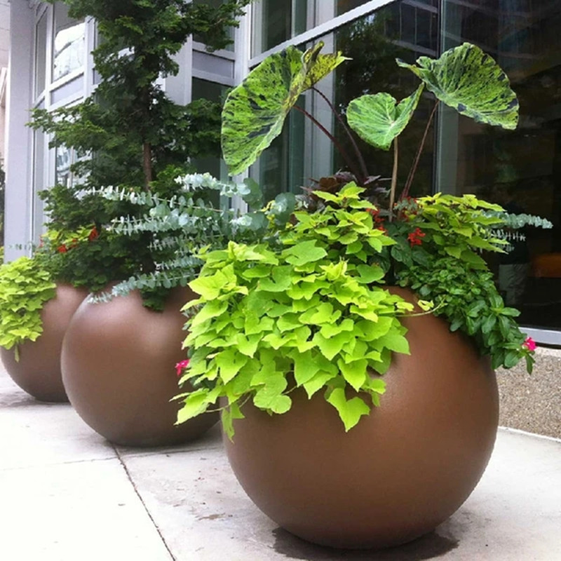 Fiberglass Planter Box Round Shape With Matte Or Shiny Finished