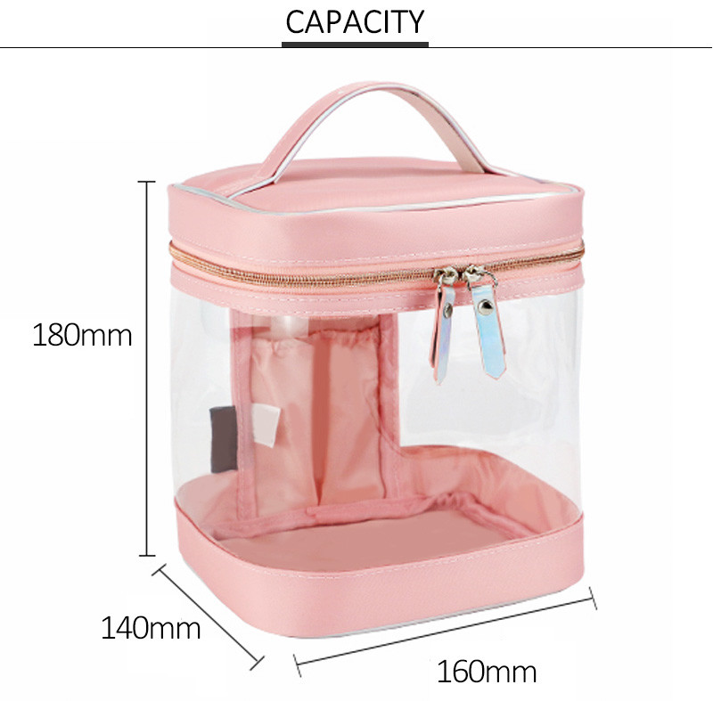 Large Double Zipper Mirror Travel PVC Makeup Bag