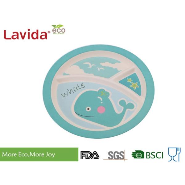 Non - Toxic High Strength Bamboo Kids Tableware Round Ocean Whale Shape For Home