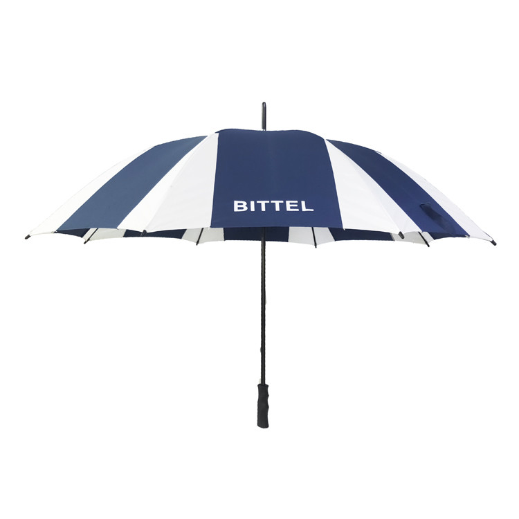 Pongee Fabric Canopy Manual Open Umbrella Black Metal Frame