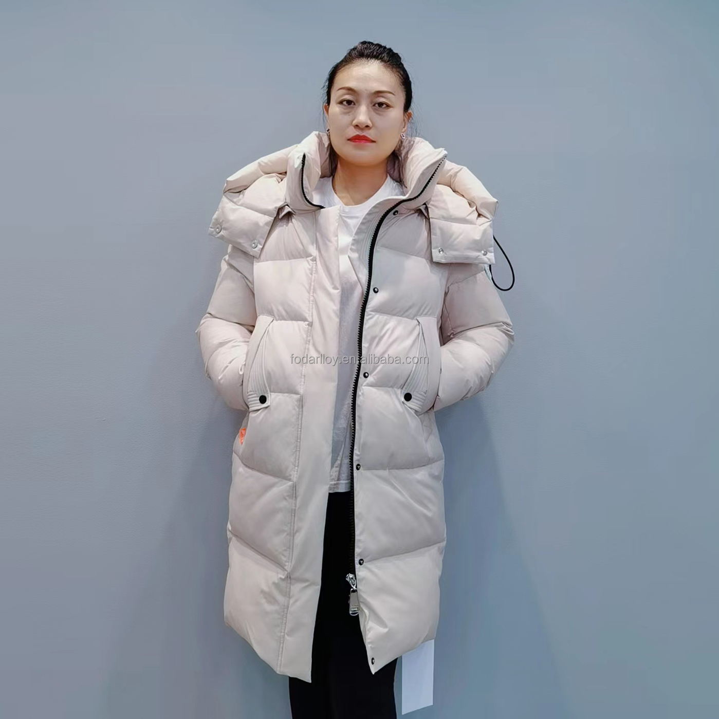 FODARLLOY F23533 Ladies Warm Hooded Cotton-padded Clothes Women Slim Long Winter Jackets Women Coats