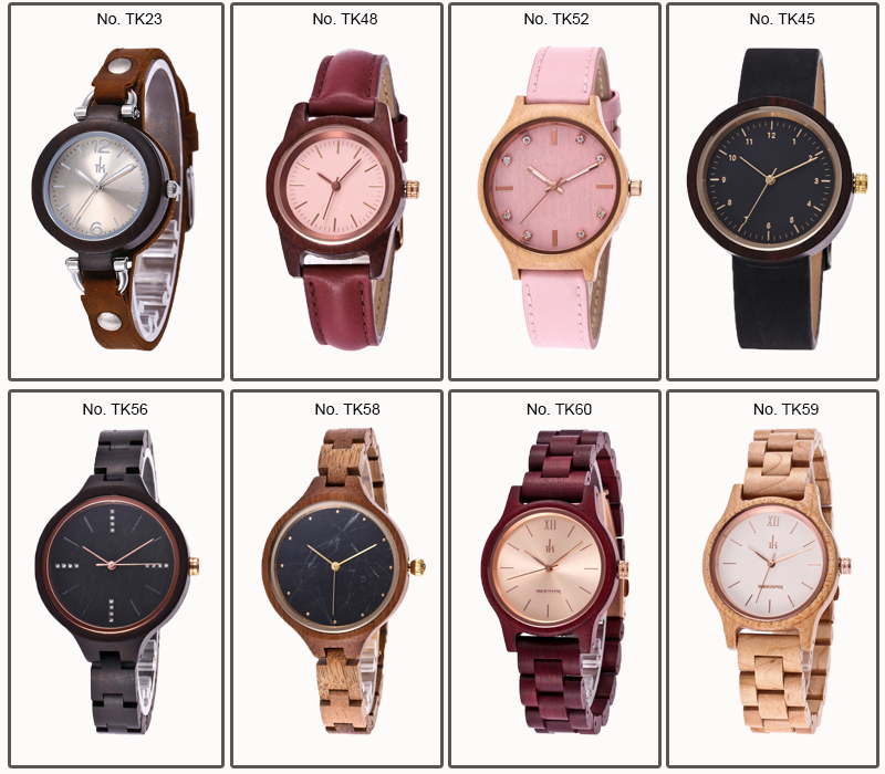 Walnut Wood Case Multifunction Wrist Watch With Date In Dial Customized Logo