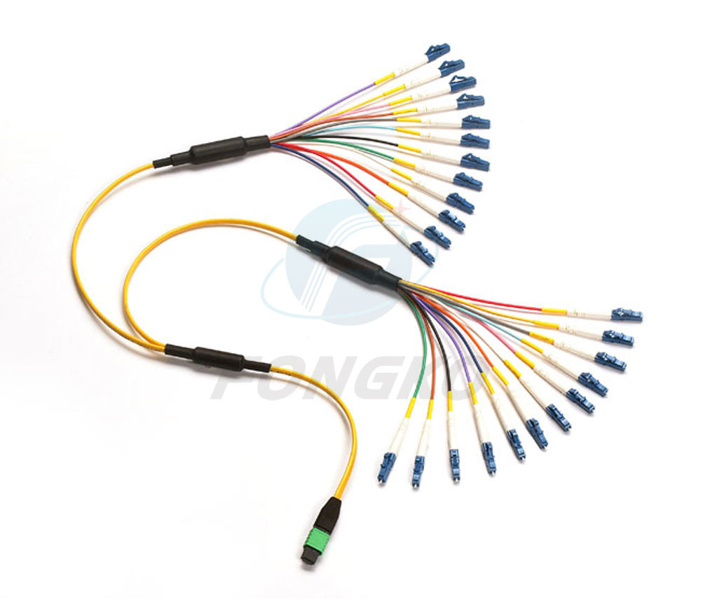 LC UPC Fiber Optic Fanout Pigtail Patch Cord Cable APC MPO 24 Core
