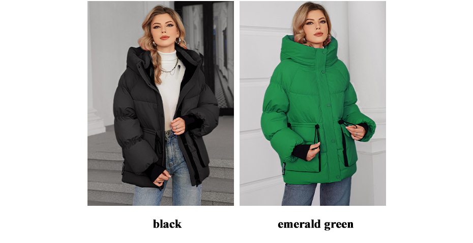 Short Length Thickened Down / Cotton Jacket Trendy Loose Style With Down Filling, modern models, bright colours, oversize, nice length, hooked women coats