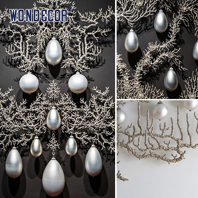 Weather Resistance Contemporary Metal Wall Sculptures Art Coral Pearl