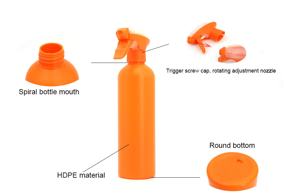 Orange HDPE 500ml Home Plastic Trigger Spray Bottles