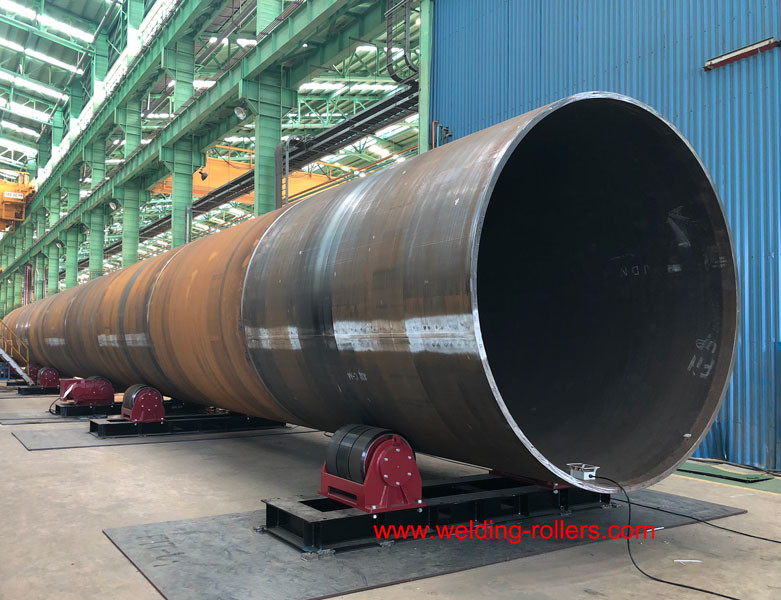 160T Welding Conventional Pipe Rollers Rotator With PU With Bolt Adjustment
