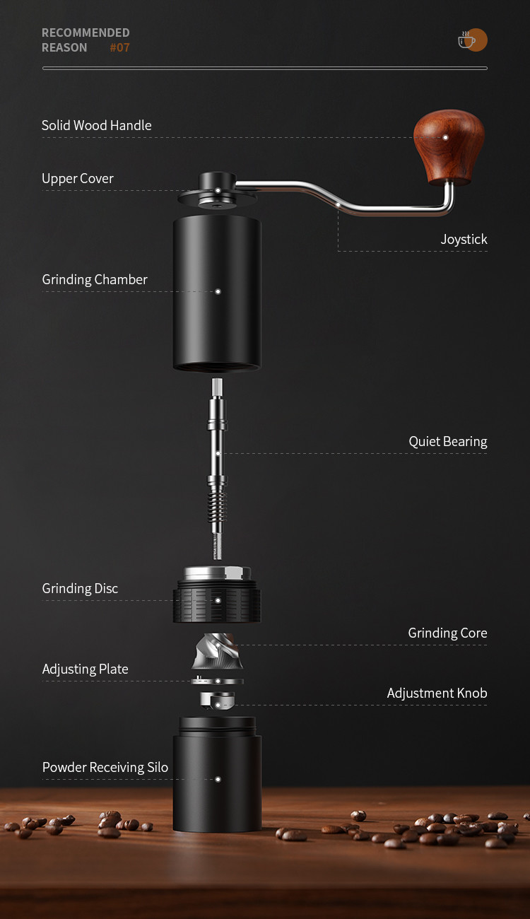 Adjustable Portable Manual Coffee Grinder Aluminum Alloy Stainless Steel Burr Grinder