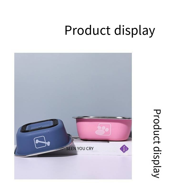 Pet Stainless Steel Dog Bowl Tableware Anti-Tip Double-Layer Stainless Steel Cat Drinking Bowl