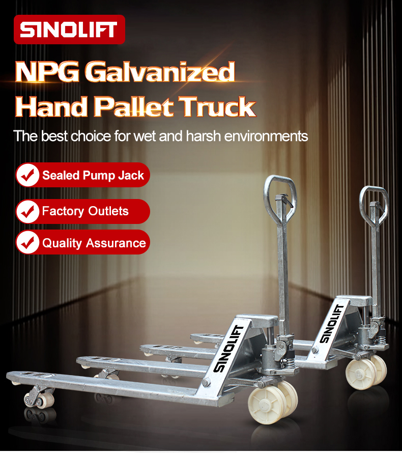 SINOLIFT Load 2500kg Maximum outer width 520mm NPG Hand Galvanized Pallet Truck