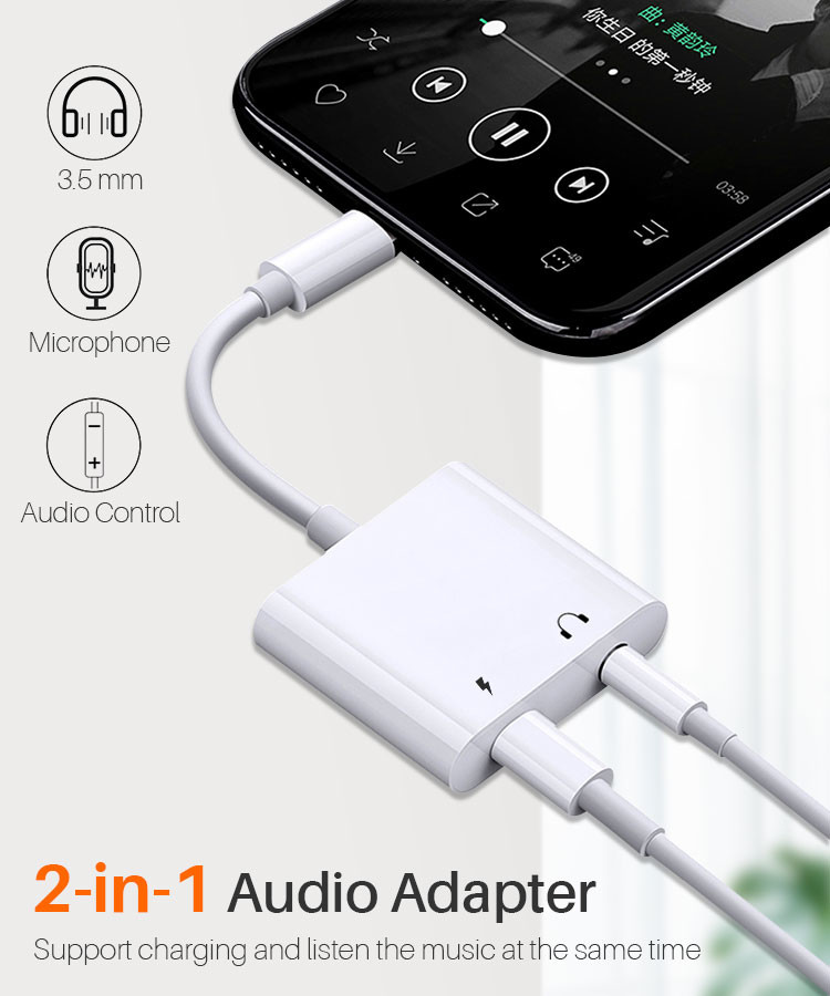 PVC Wire Lightning Audio Adapter High Fidelity Lightning To Type C Adapter