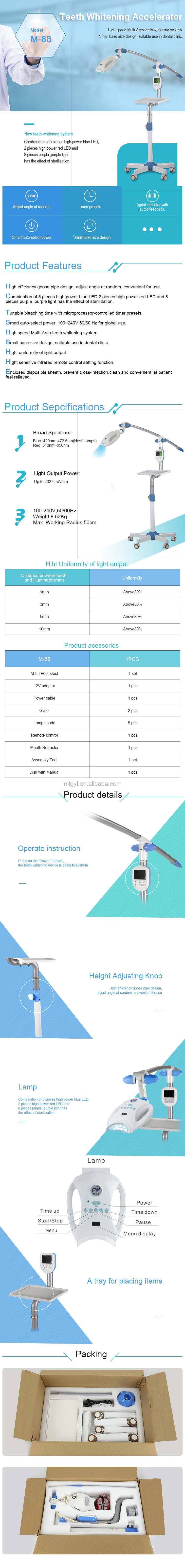 Dental Blue Teeth Whitening Led Light Lamp Movable Teeth Bleaching Machine
