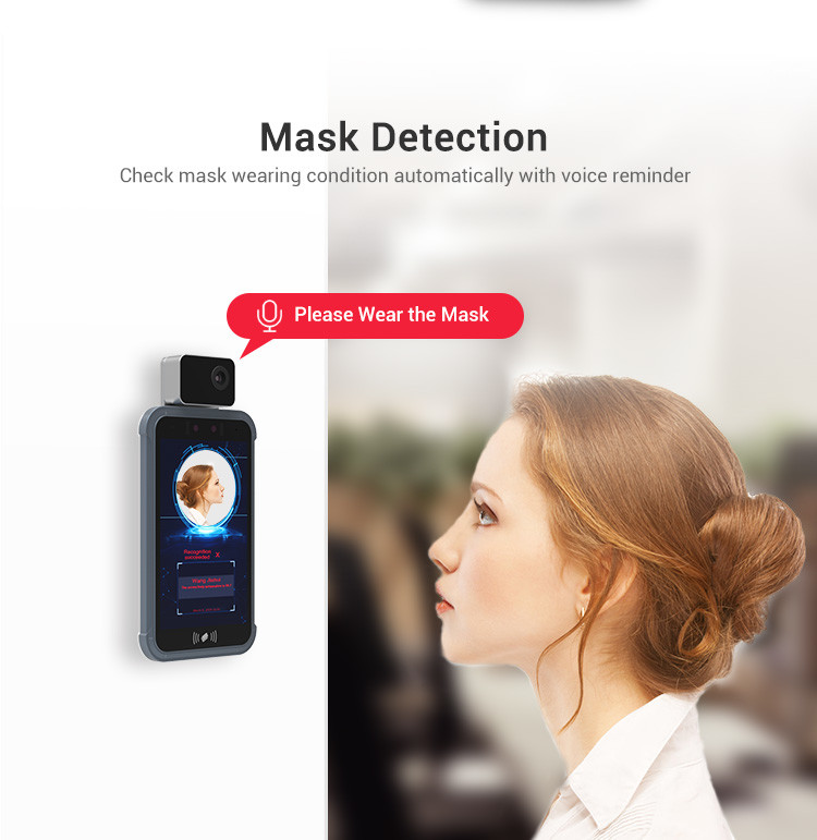 Yecon Face Recognition Temperature Device , 8" Android Body Temperature Detector Machine