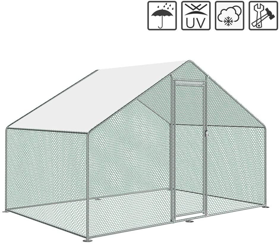 2m x 4m Steel Walk-in Chicken Run Kennel Enclosure Rabbit Hutch Poultry Coop Duck House Chicken Cage