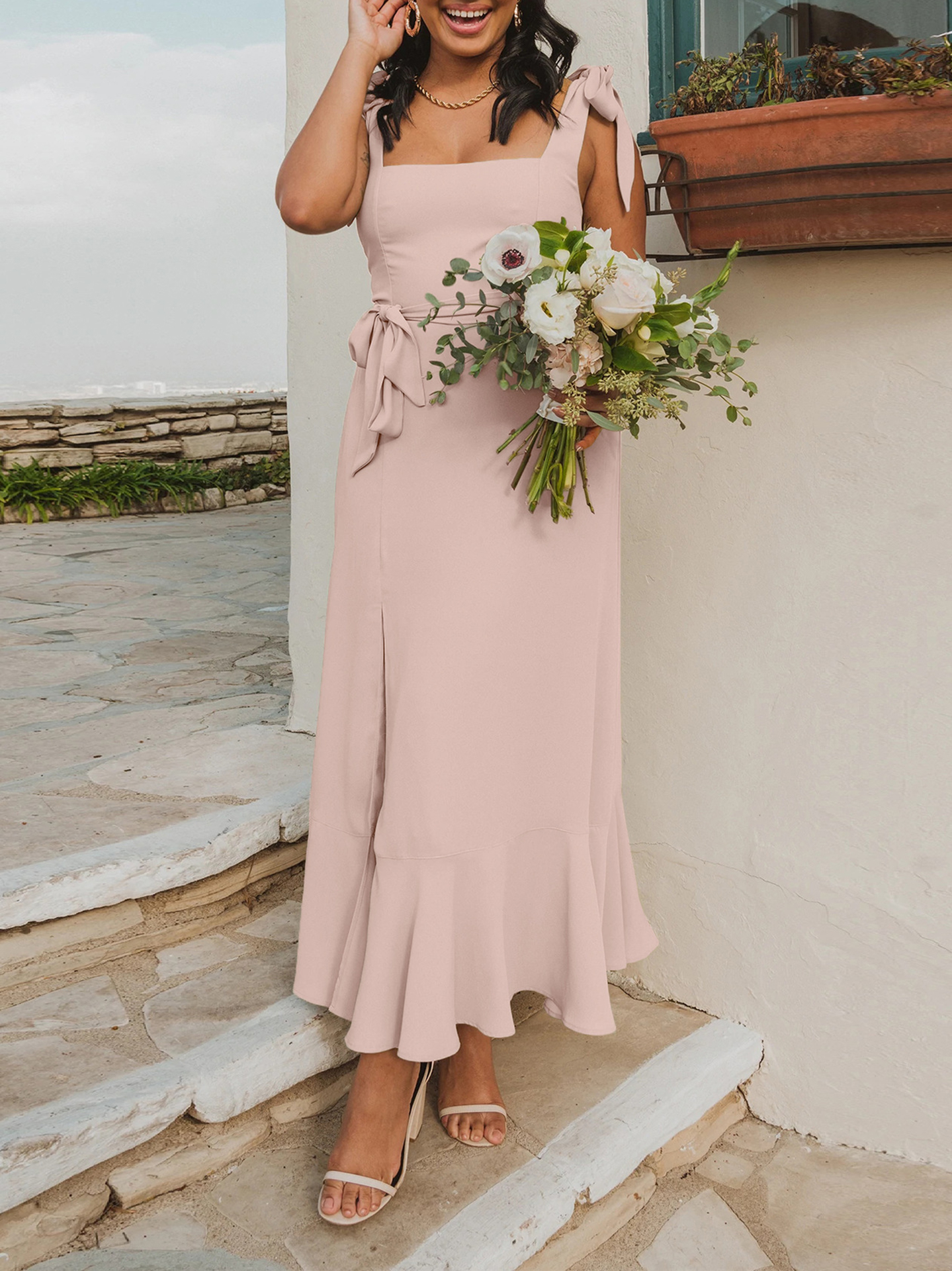 Spring Sleeveless Casual Party Dresses Women High Waist Midi Summer Dresses
