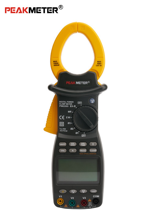 Three Phase Digital Power Clamp Meter With T - RMS Measurement RS232 Certification