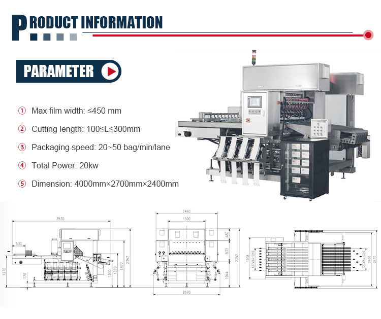 Servo Control Sealing Machine Candy Automatic Ice Cream Packing Machine Multi Line Packing Production Line