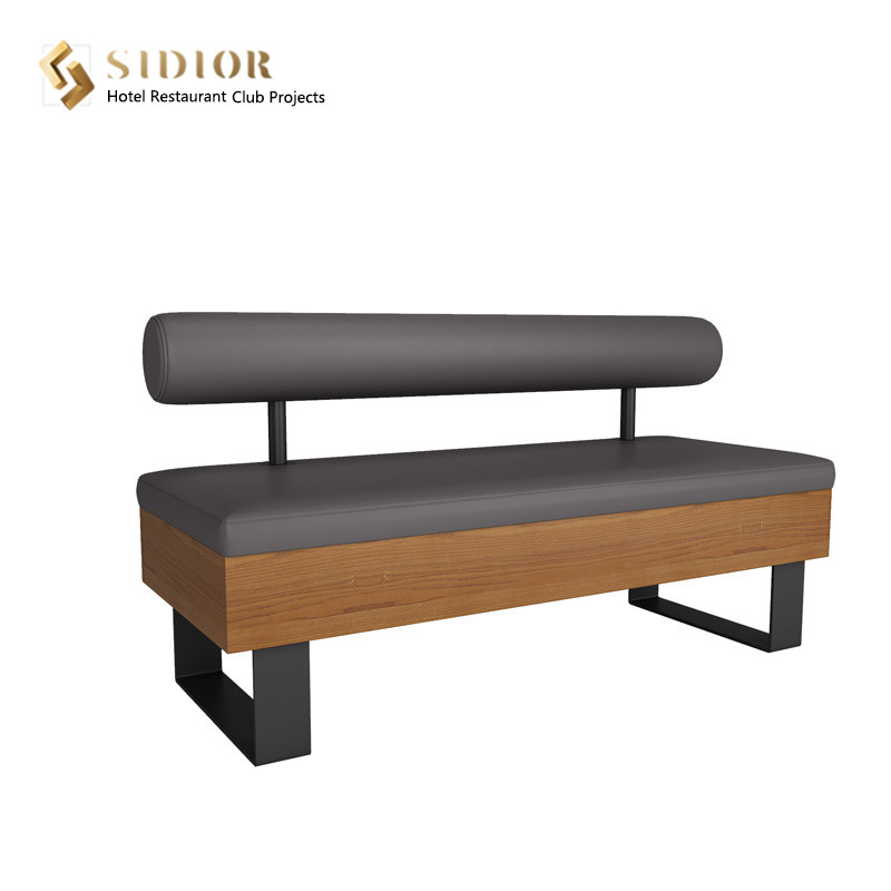 Restaurent Couch Sofa, Hotel Booth Sofa, Club Couch, PU Leather Upholstery, High Density Foam, Powder Coated Metal Base