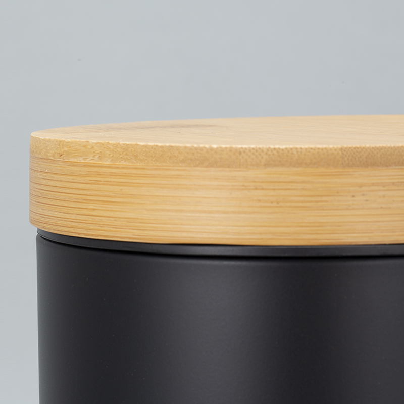 Household Round Structure Standing 3L 5L 8L 12L 20L 30L Stainless Steel Waste Bins with Bamboo Surface Treatment