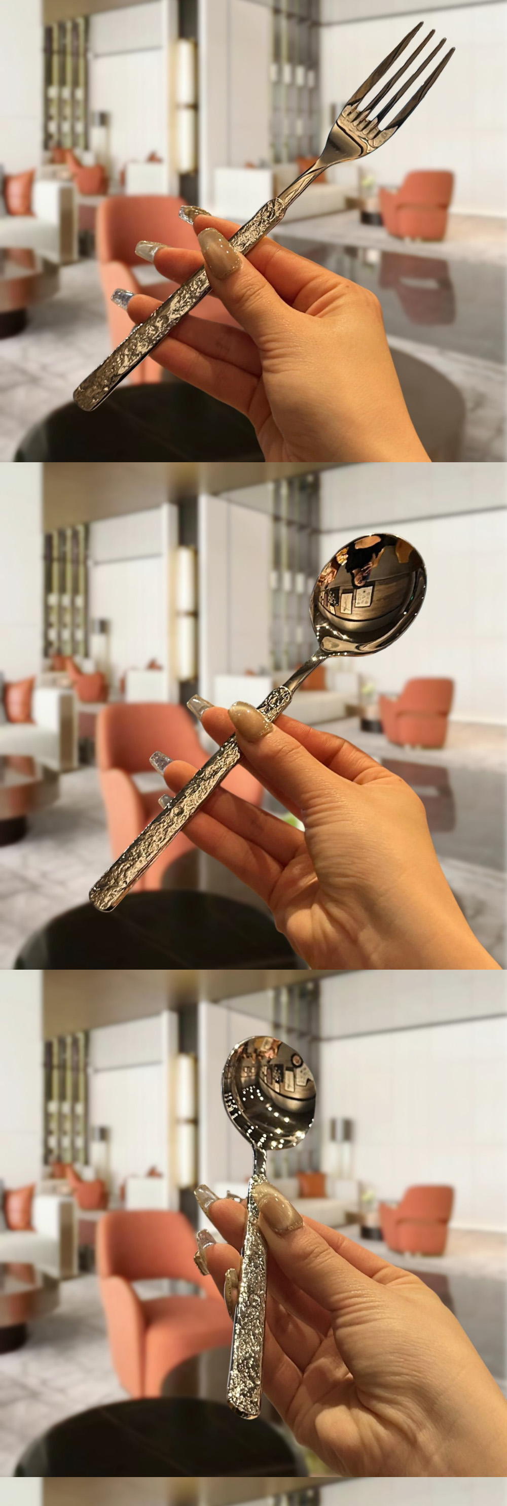 4 Users Customized Color Super Sharp Serrated Knife Gold Stainless Steel Flatware Set