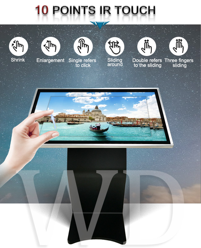 ROHS Aprroval Infrared IR Touch Interactive Touch Screen Kiosk Black