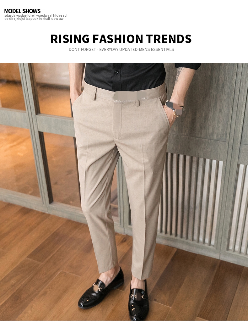 Slim Fit Office Trousers in Black Perfect for Formal Business Attire Zipper Fly Closure