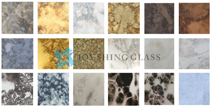 Antique-style silver mirror glass pattern