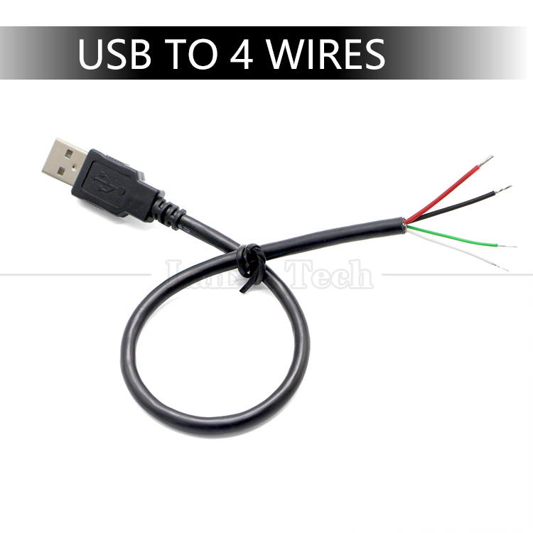 Custom USB 2.0 Type A Male To Stripped Tinned 2 3 4 Wires Open End Pigtail Data Charging Cable